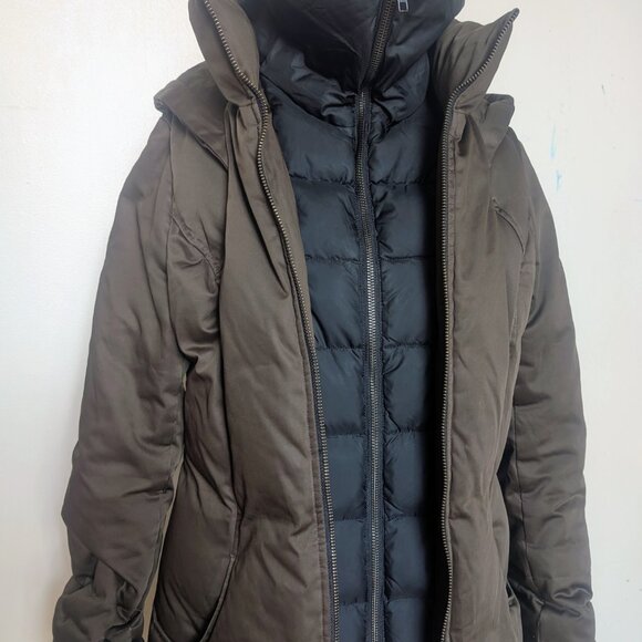 Soia & Kyo Mid Length Down Parka Coat, Chocolate Brown Size Small - Picture 5 of 9